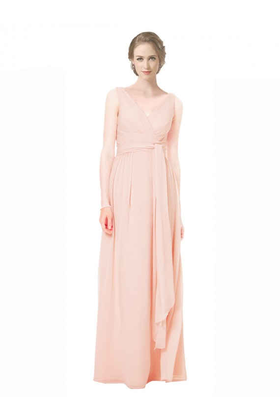 A-Linien V-Ausschnitt Chiffon Lange Brautjungfernkleider Websites