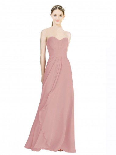 Altrosa A-Linien Chiffon Lange Brautjungfernkleider Websites