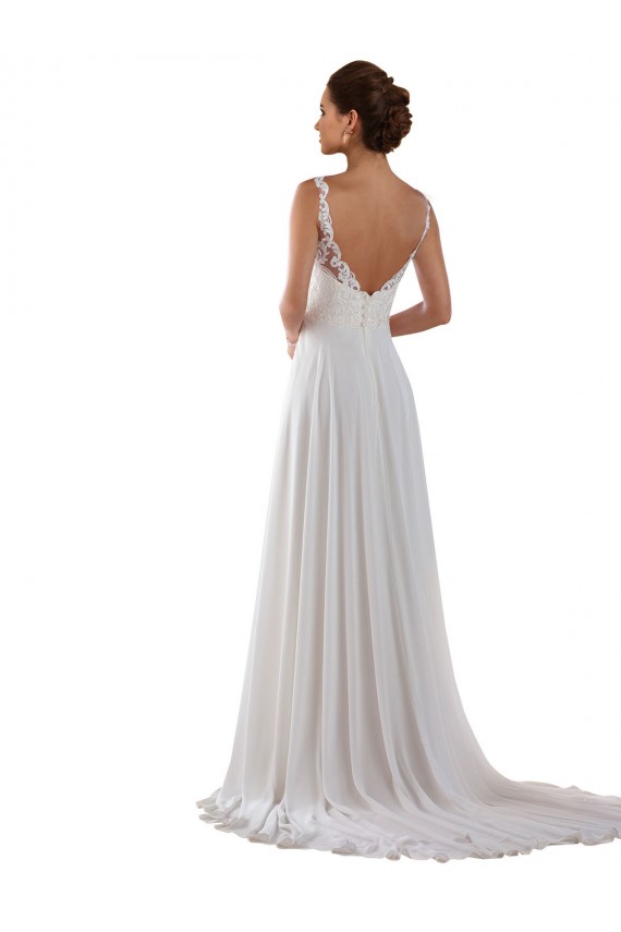 Elfenbein A-Linien Kapelle-schleppe Chiffon Klassisch Boho Brautkleider Websites
