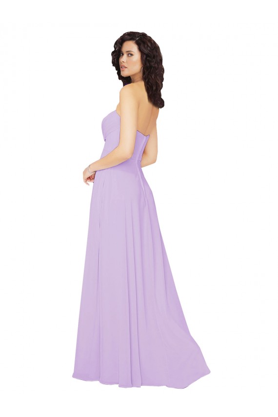 Lila A-Linien Trägerlos Chiffon Lange Brautjungfernkleider Websites