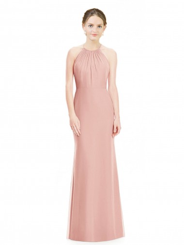 Meerjungfrau Neckholder Chiffon Lange Brautjungfernkleider Websites