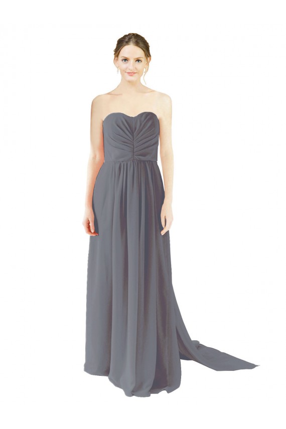 Schiefergrau A-Linien Chiffon Lange Brautjungfernkleider Websites
