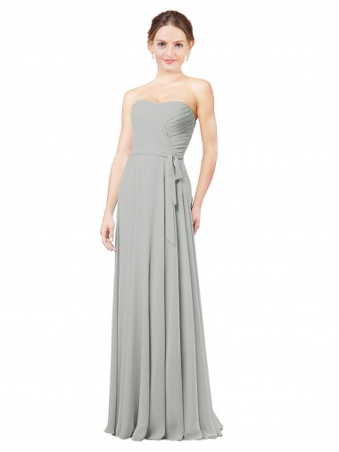 Silber A-Linien Chiffon Lange Brautjungfernkleider Websites